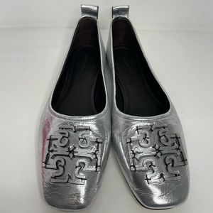 Tory Burch silver ballet flats NIB